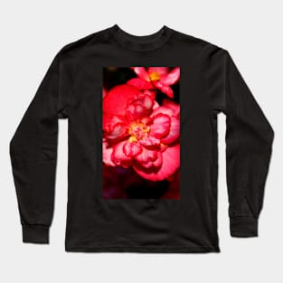 Red & White Variagated Begonia Flower Long Sleeve T-Shirt